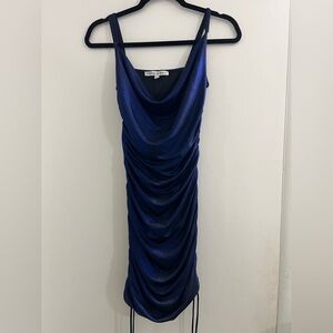 Chic Navy Draped Mini Dress